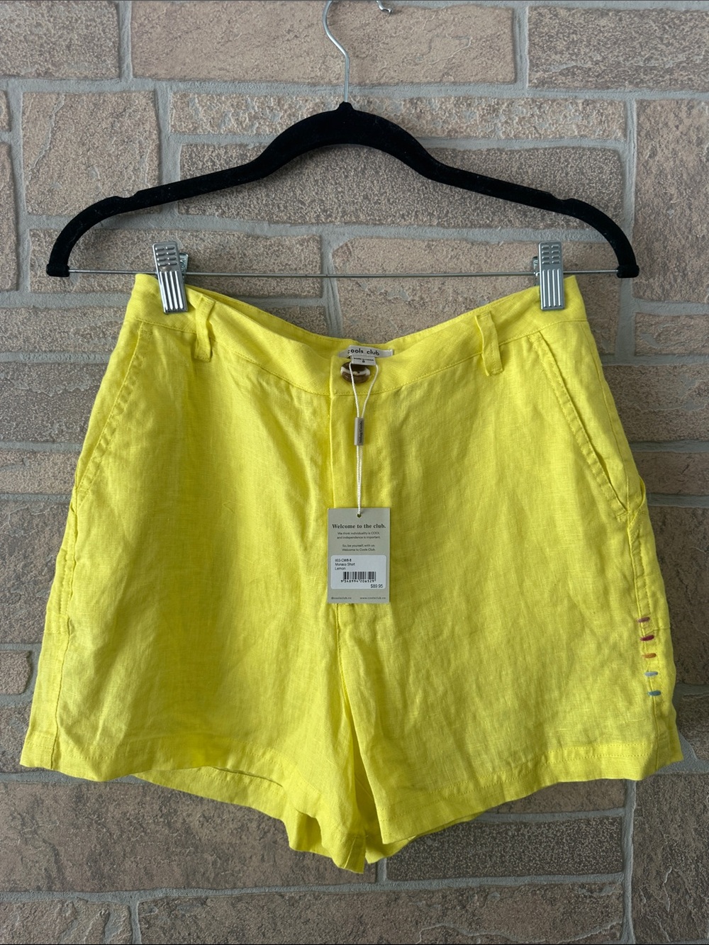 Cools Club Shorts Linen Monaco Lemon Australian Brand size S Preppy